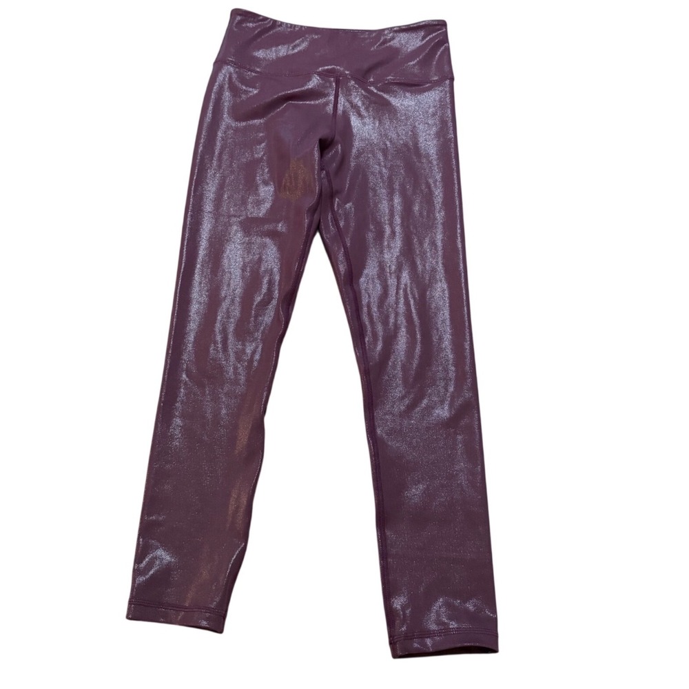 Zyia Active Yoga Purple Metallic Shimmer Light n Tight 7/8 Leggings Size 6-8